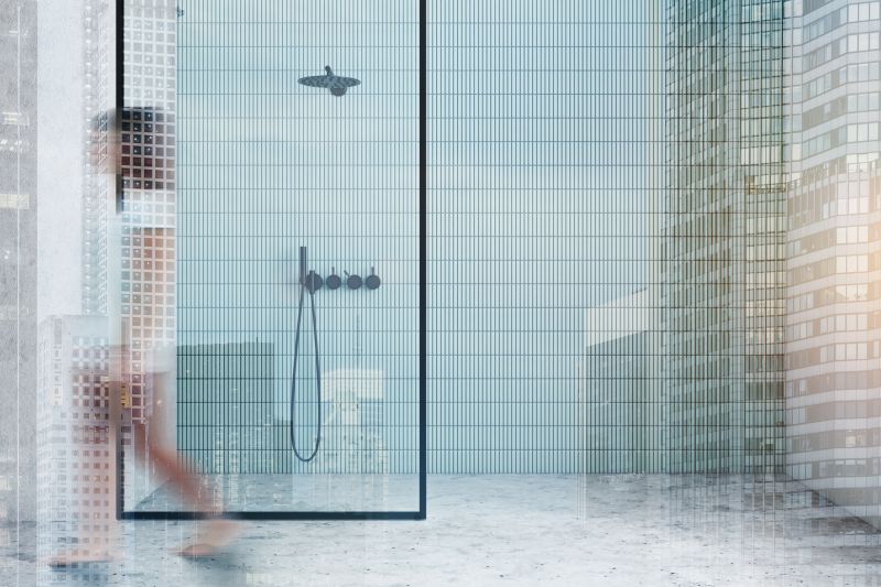 Tiled Shower Wall with Vertical Pattern